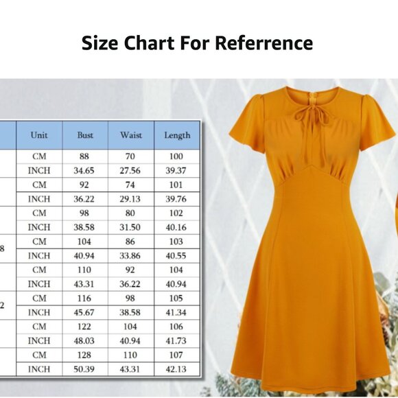 Women's Ruched Bow Tie A Line Vintage Formal Work Dress - Picture 5 of 5